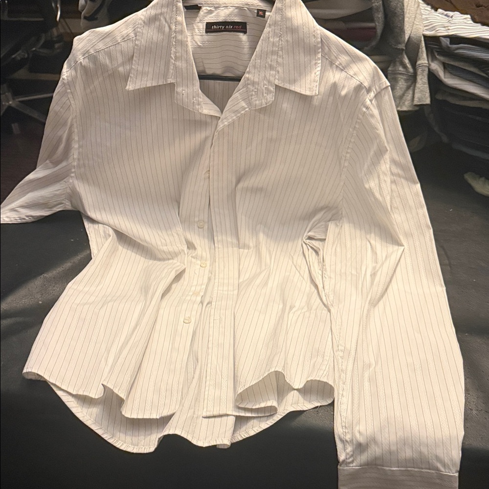 Thirty Six Red Striped White Shirt
